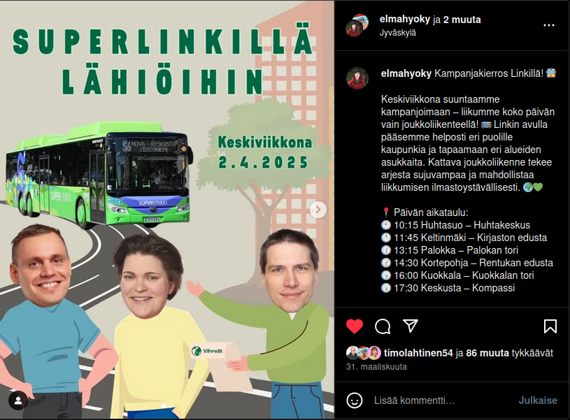 Superlinkillä Lähiöihin -kamppiksen julkaisu Instagramissa.